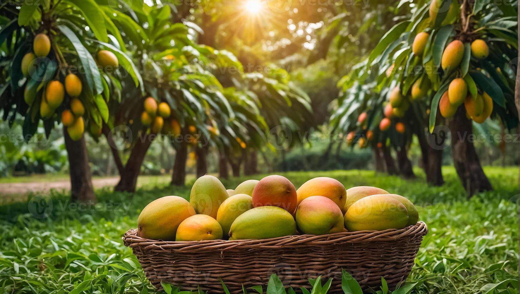 ai-generated-ripe-mango-harvest-the-garden-photo